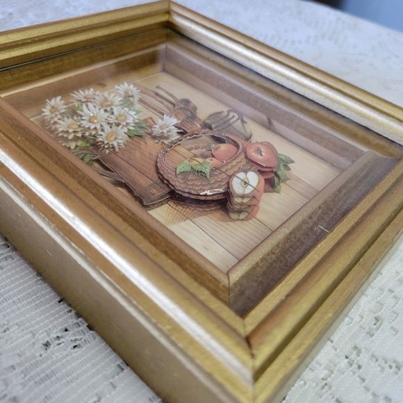 Vintage Paper Tole 3-D Art Holly Hobbie Kids Flower Fruit Baskets signed art - Picture 8 of 14